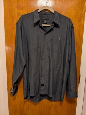 Cotton Reel Men's 2XLT Long-Sleeve Dark Gray Button-Down Shirt